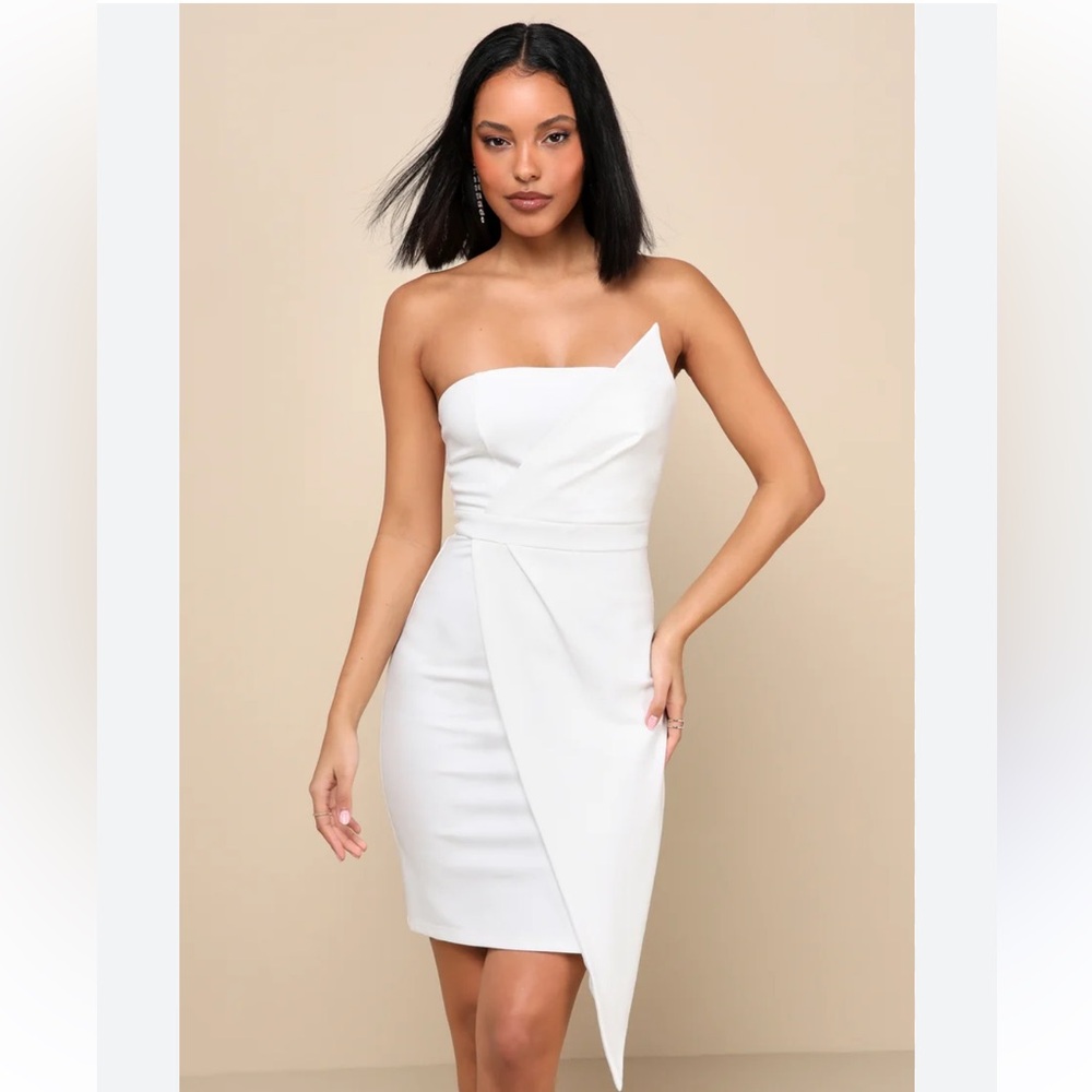 Lulus Queen of the City White Strapless Bodycon Dress